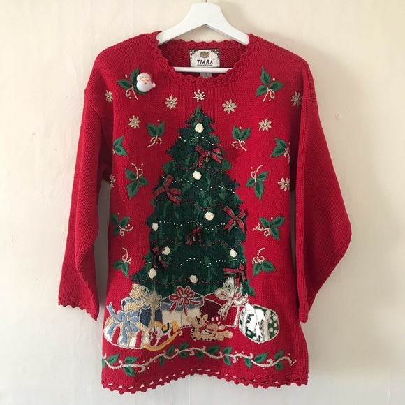 Vintage Ugly Christmas Sweater Red Knit Medium - Picture 6 of 6